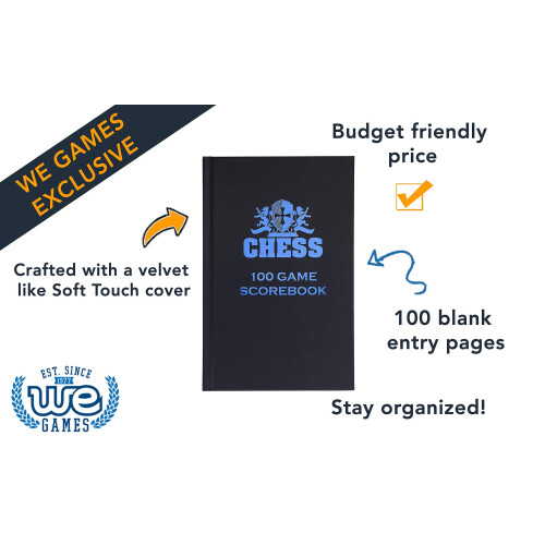 We Games Hardcover Chess Notation ScoreBook - Black 1