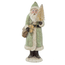 RAZ Imports Glittered Resin Santa Figure (Green)