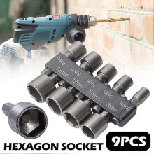 (As show, One size) 9pcs Hexagon Socket Screw Sleeve Pneumatic Screwdriver Insert 14 Electric Screwdriver Head Self-tapping Screws