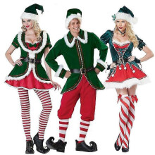 (XL, Man) Lady Velvet Christmas Cosplay Dress Sexy Xmas Tree Clothing Santa Claus Costume Green Elf Carnival Party Outfit