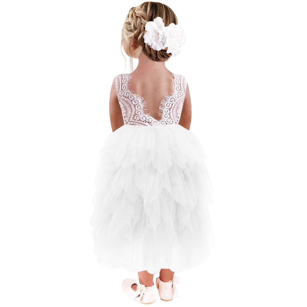 2Bunnies fille pivoine dentelle dos A-ligne tutu     plusieurs niveaux tulle fleur fille robe