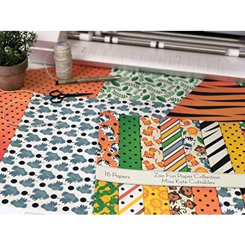 Miss Kate Cuttables Pattern Paper Pack - Zoo Fun - Scrapbook Premium S 1