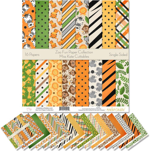 Miss Kate Cuttables Pattern Paper Pack - Zoo Fun - Scrapbook Premium S
