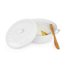 Twine Ceramic Brie Baker med Acacia Wood -spreder Brie Baking Dish With Lid Brie Cheese Baking Dish Ceramic Bakeware White Set p? 1