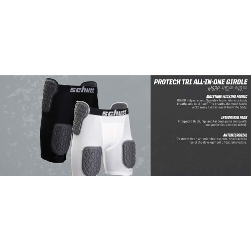 Schutt ProTech Νεανικό Ποδοσφαιρικό Κολάν με Ενσωματωμένα Μαξιλαράκια, Λευκό, Μικρό 2