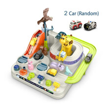 (C-yellow-2-car) Racing Rail Car Model Educational Toys Children Track Adventure Game
