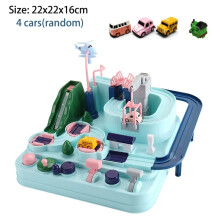 (B-Macaroon-4-car) Racing Rail Car Model Educational Toys Children Track Adventure Game