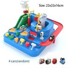 (A-blue-4-car) Racing Rail Car Model Educational Toys Children Track Adventure Game