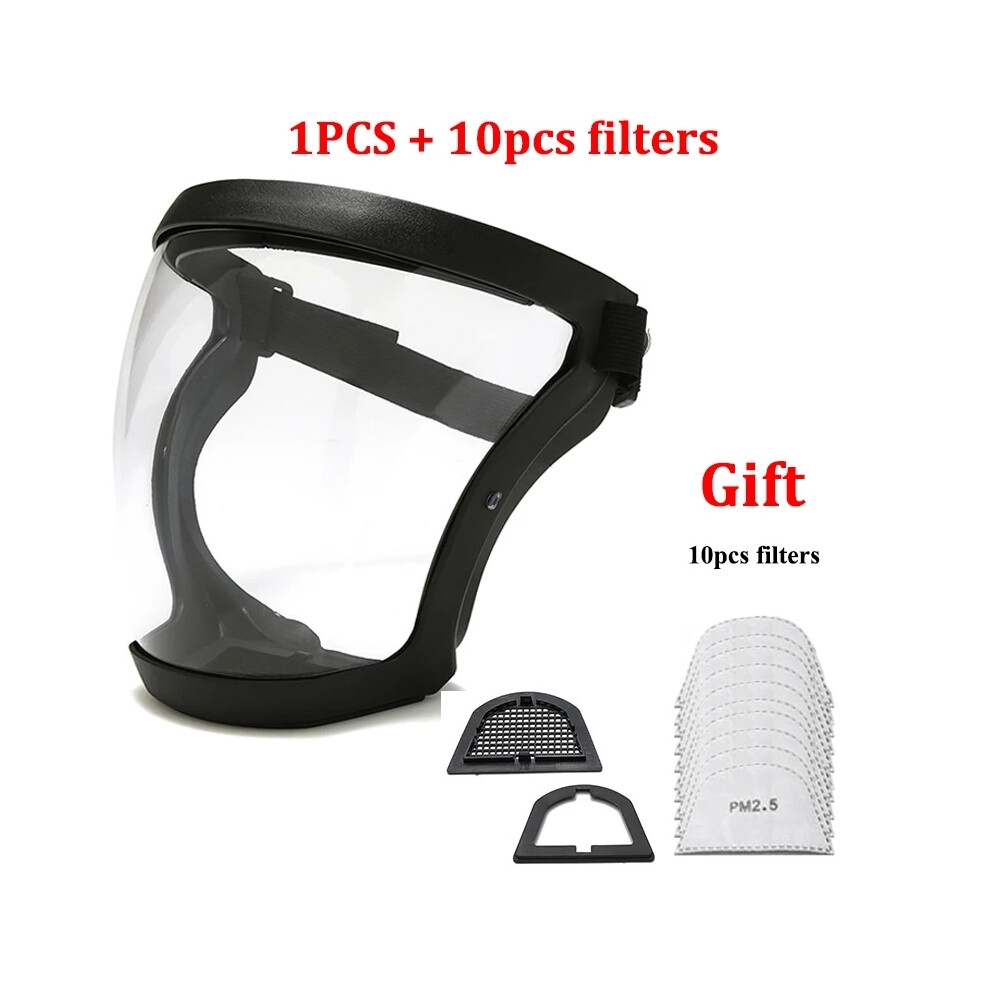 Photos - Safety Equipment  Protection Mask Splashproof Transparent Facial Protector Face FaceMask Protective Outdoor Safety Mask(1PCS Black Set)
