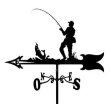 (Adult fishing) Metal Weathervane,Witch Iron Weather Vane,Sea Rover Wind Direction Indicator Garden Decoration Outdoor Roof Decoration Gardening