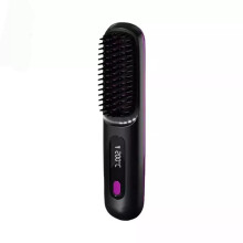 (Black) Numoya Portable Straightener Brush-GoBrush PRO, Rechargeable Mini Straightener