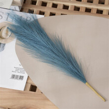 (Bright blue) Pampas Grass Decoration Black Bouquet 45cm Fake Reeds Wedding Decor Party Home Decoration Plant Simulation DIY