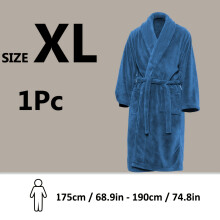 (B, XL) Unisex Extra Warm Coral Fleece Bathrobe Mens and Women Adult Robes for Your Bathroom Bedroom Shawl Collar Robes