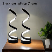 (Black standard version 2 sets) 2pcs Spiral Table Lamp: Modern Geometric Design, Adjustable Lighting, USB Power