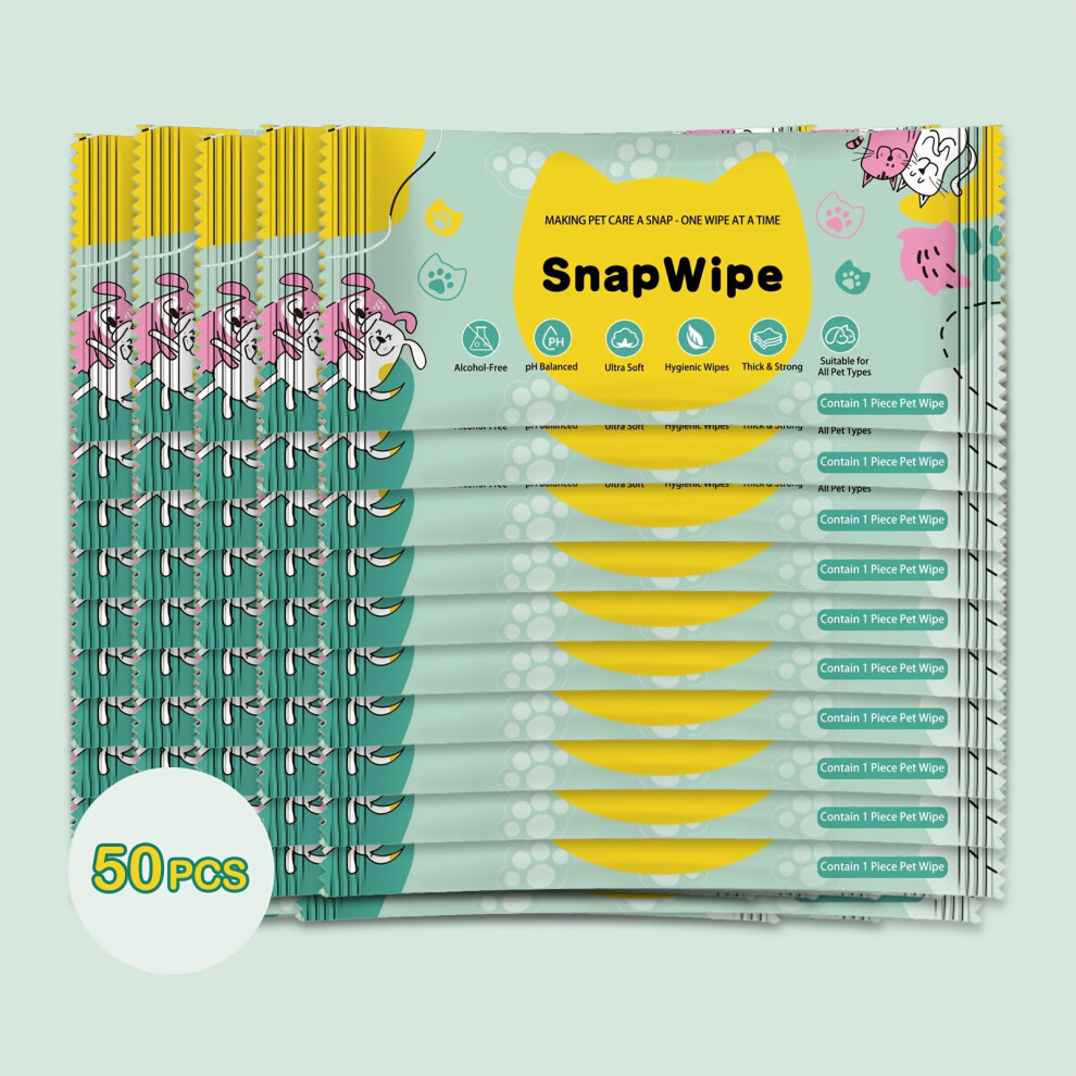Flemye (50Pcs) [All Types Of Pets] Pet Wipes | Available In Packs Of 10, 20, Or 50 | Each Individually Packaged