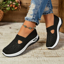 (Black, 5) Women's Casual Slip-On Sneakers - Breathable Fabric, EVA Sole, Low-Top Design in - Comfortable All-Season Footwear