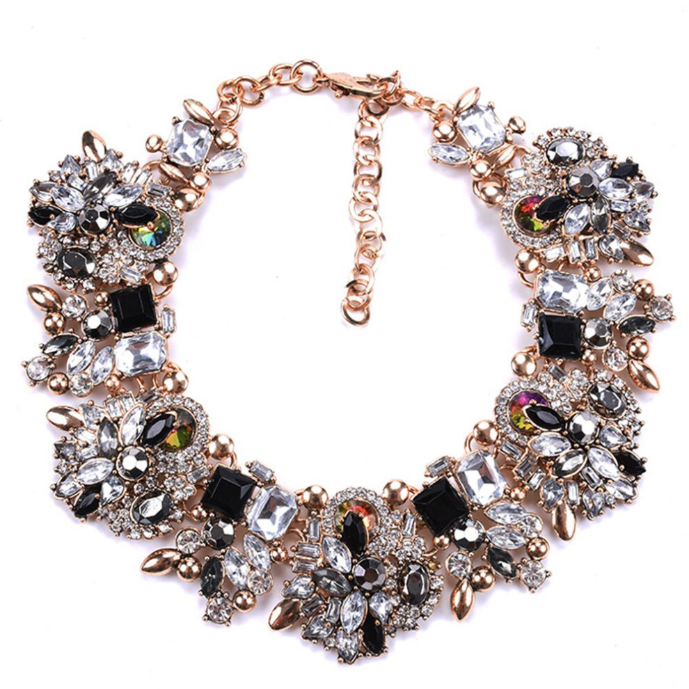 Collier ras du cou vintage     grosse cha   ne avec strass Zthread