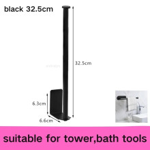 (Black-L) Stainless Steel Paper Towel Holder Self Adhesive Toilet Roll Paper Holder No Punching Kitchen Bathroom Lengthen Storage Rack