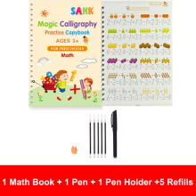(Math sets) 4pcs Sank Magic Practice Copybook Pen Preschools Kids Calligraphy English Veris
