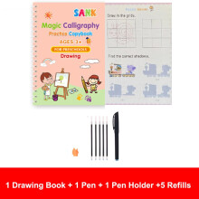 (Drawing sets) 4pcs Sank Magic Practice Copybook Pen Preschools Kids Calligraphy English Veris