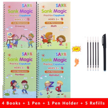 (4pcs Sets) 4pcs Sank Magic Practice Copybook Pen Preschools Kids Calligraphy English Veris
