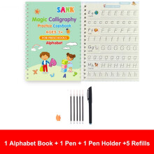(Alphabet sets) 4pcs Sank Magic Practice Copybook Pen Preschools Kids Calligraphy English Veris
