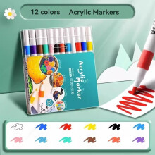 (12 Colors) 12-80 Colores Set Acrylic Paint Art Marker Pen Rock Painting for Kids Graffiti Stone Ceramic Glass Wood DIY Crafts