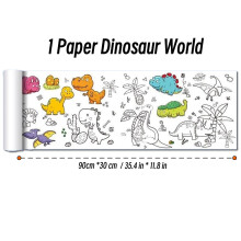 (1 Paper Dinosaur) 90cm Animal Canvas Children's Drawing Roll DIY Coloring Paper Roll Color Filling Graffiti Paper-cut Painting