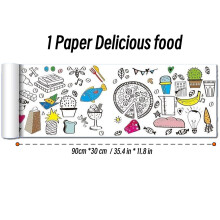 (1 Paper Food) 90cm Animal Canvas Children's Drawing Roll DIY Coloring Paper Roll Color Filling Graffiti Paper-cut Painting