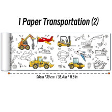 (1 Paper Traffic 2) 90cm Animal Canvas Children's Drawing Roll DIY Coloring Paper Roll Color Filling Graffiti Paper-cut Painting