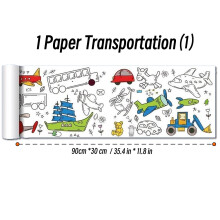 (1 Paper Traffic 1) 90cm Animal Canvas Children's Drawing Roll DIY Coloring Paper Roll Color Filling Graffiti Paper-cut Painting