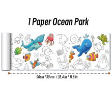 (1 Paper Ocean Park) 90cm Animal Canvas Children's Drawing Roll DIY Coloring Paper Roll Color Filling Graffiti Paper-cut Painting