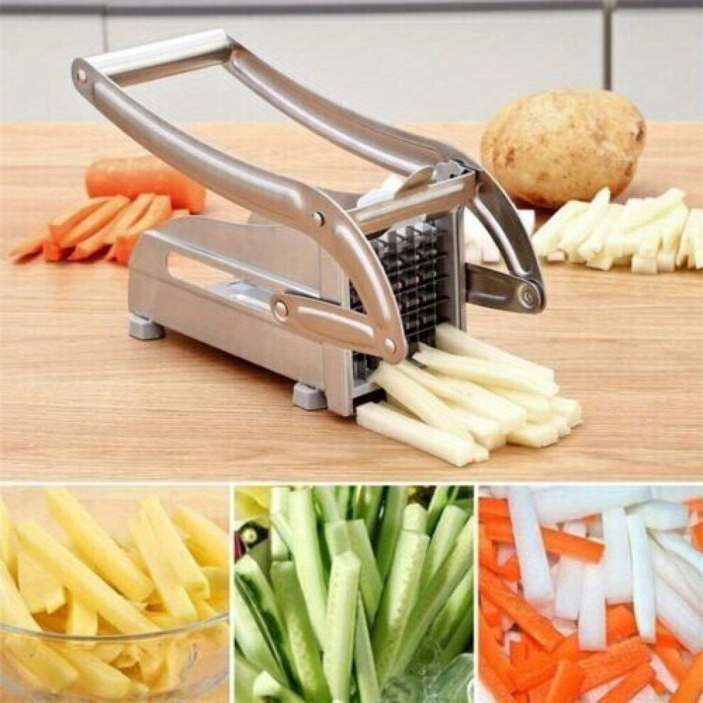 (Variant1) Potato Chipper Chip Chopper Cutter Slicer Maker & 2 Steel Edges French Fries