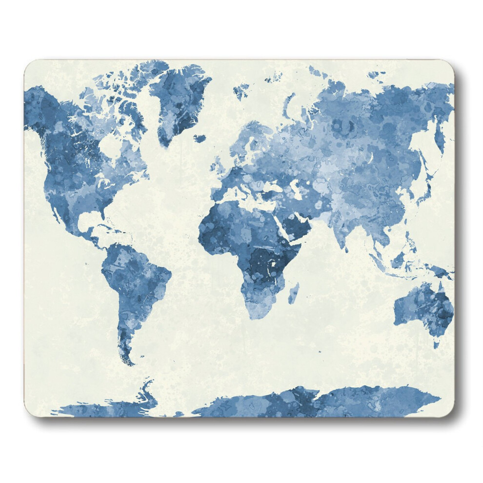 Smooffly World Map Gaming Mouse Pad Watercolor Bule World Map Mouse Pad Non-Slip Rubber Mousepads 6404600956783