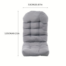 (Light Gray, 125*53*8cm) Thickened Gray Garden Lounge Chair Cushion – Comfortable UV-Resistant Polyester Seat Pad
