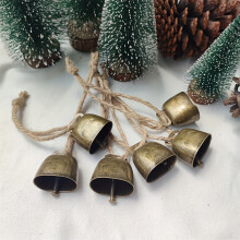 (Bronze) 6-Pack Cast Iron Cowbells with Rope, Clear Loud Sound Hanging Bells for Tree, Door, Pet Accessory,Christmas Bells