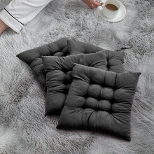 (Black, 4pcs) 4pcs Casual Style Polyester Chair Cushions, Machine Washable, Durable Knitted Design
