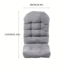 (Light Gray, 110*48*8cm) Thickened Gray Garden Lounge Chair Cushion – Comfortable UV-Resistant Polyester Seat Pad for Patio Rocking Chairs