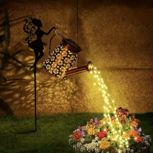 (Fairy bracket warm white light string) Solar Watering Can Path Lights, Garden Solar Powered 90 LED Fairy String Cascading Lights