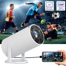 (White) Projector Portable Mini Projector Wired Connection with Speakers For Phone Movies Dual 200 ANSI Allwinner Home Cinema