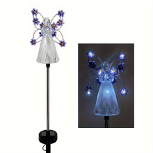 (Purple) 1pc Solar Angel Garden Lantern with 7 LED Eternal Light Angels - Whimsical Fairy Landscape Light
