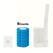 (brush and 6 replacement heads) A Set of Toilet Cleaning Brushes for Ships, Featuring Disposable Replaceable Brush Heads
