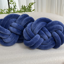 (Royal Blue) 2pcs Minimalist White Knot Pillow Balls - 40.01cm Soft Plush Decorative Throw Pillows, Geometric Pattern