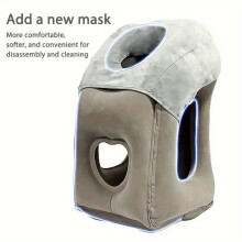 (Love pillow mask) Space Theme Inflatable Travel and Camping Pillow with Super Soft Fleece Cover for Adults 14 - PVC Fabric
