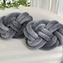 (Dark Gray) 2pcs Minimalist White Knot Pillow Balls - 40.01cm Soft Plush Decorative Throw Pillows, Geometric Pattern