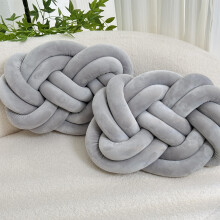 (Light Grey) 2pcs Minimalist White Knot Pillow Balls - 40.01cm Soft Plush Decorative Throw Pillows, Geometric Pattern