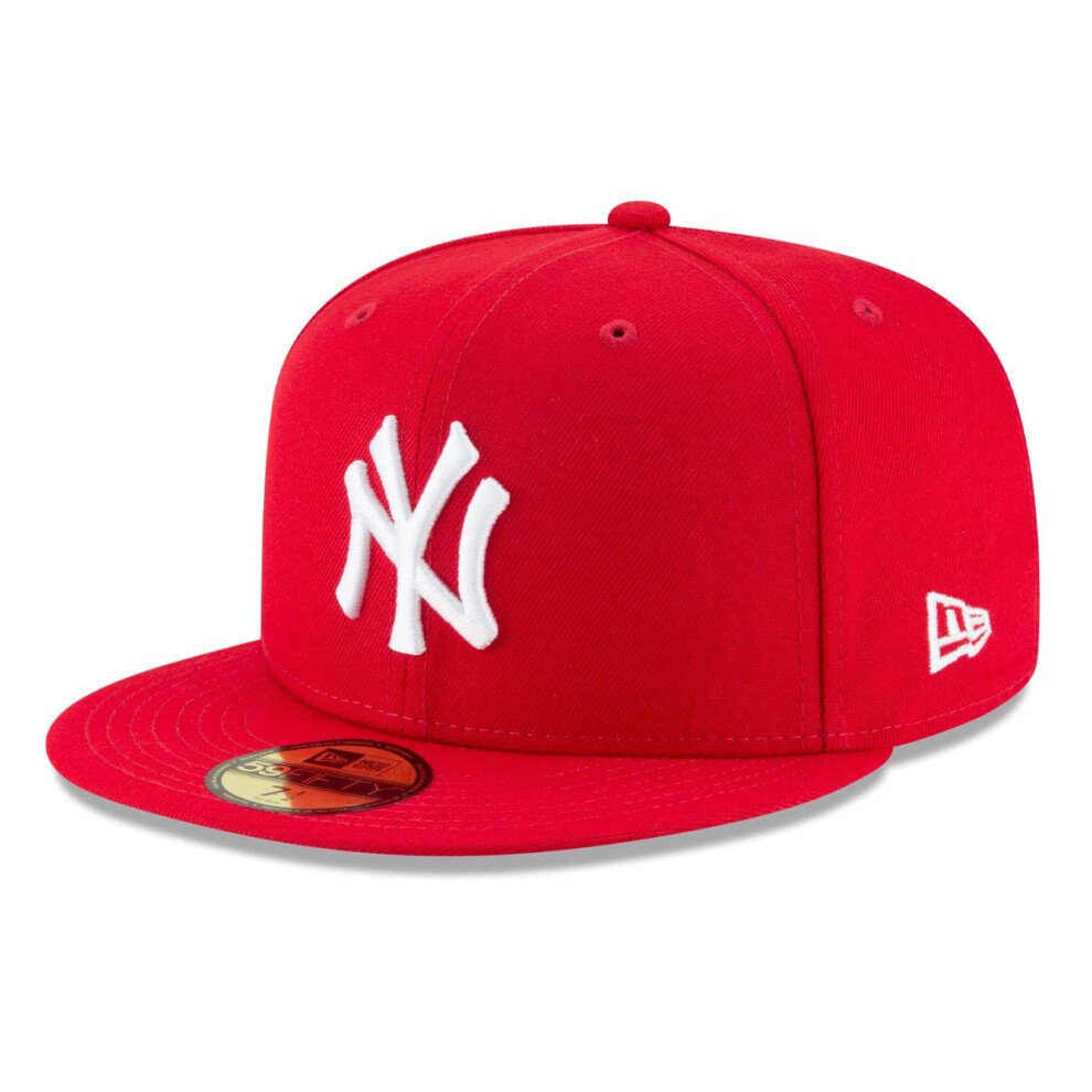 New Era Mens Mlb Basic Ny Yankees 59Fifty Fitted Cap Scarlet 7 3/8