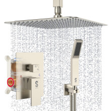 Sr Sun Rise 12 pouces Plafond Montage Nickel Bouche de douche de salle de bain Luxury Rain Boucheur Douche Set Plafon