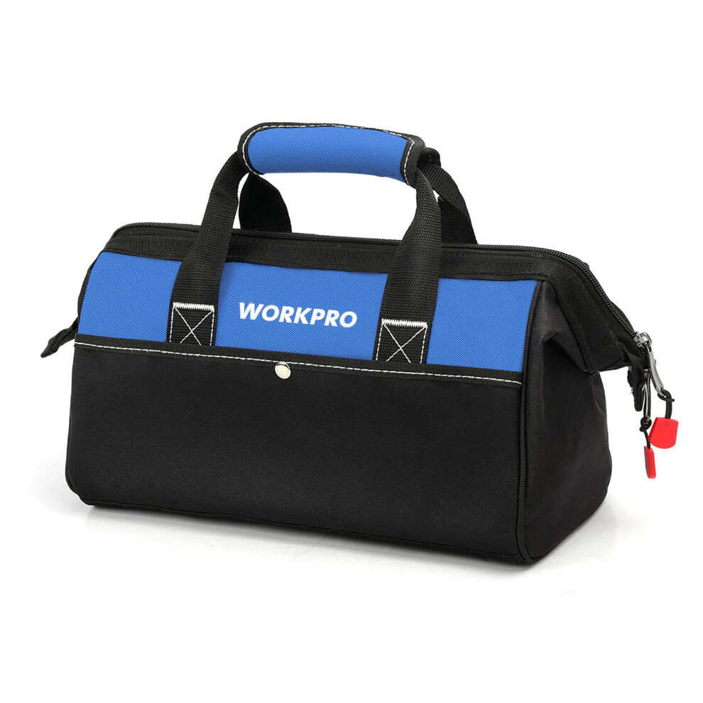 Workpro 13-Inch Tool Bag Wide Mouth Tool Tote Bag With Inside Pockets For Tool Storage 820909747406