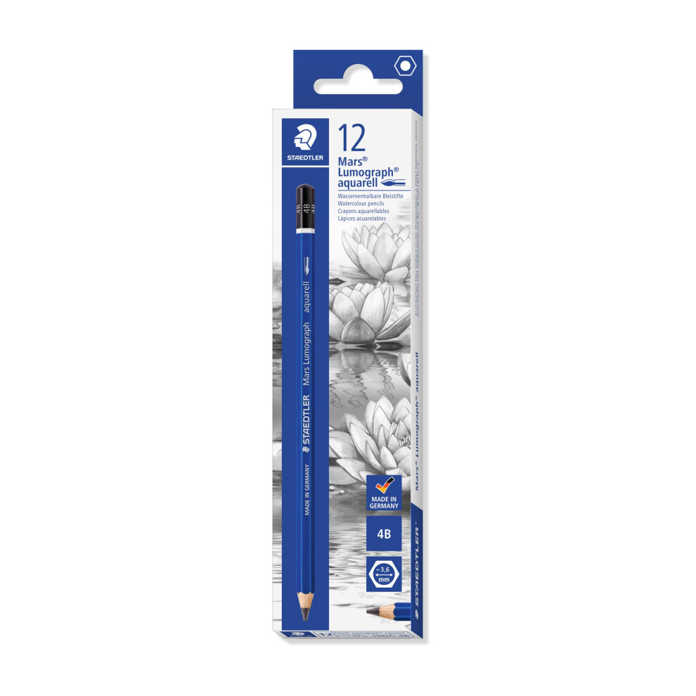 Staedtler Mars Lumograph Graphite Watercolor Pencils Box Of 12 4B Lea